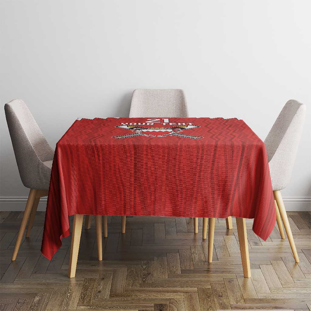 Custom Bahrain Cricket Tablecloth Coat of arms of Bahrain with Sporty Pattern - Wonder Print Shop