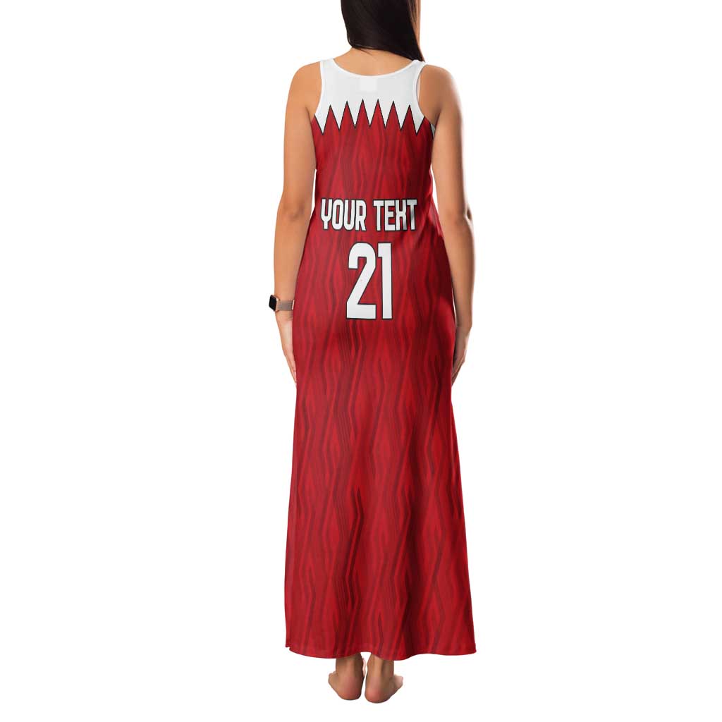 Custom Bahrain Cricket Tank Maxi Dress Coat of arms of Bahrain with Sporty Pattern - Wonder Print Shop