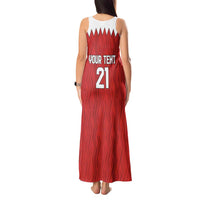 Custom Bahrain Cricket Tank Maxi Dress Coat of arms of Bahrain with Sporty Pattern - Wonder Print Shop