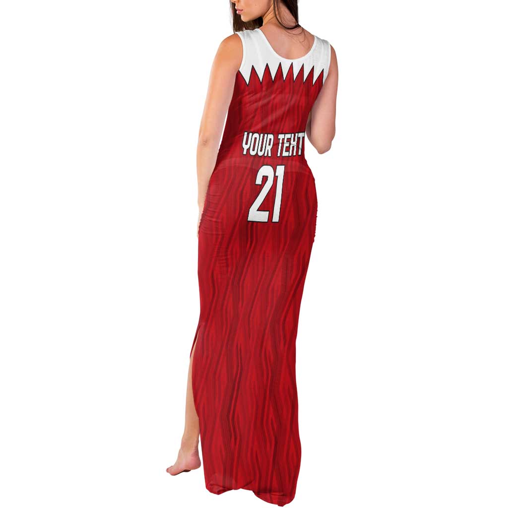 Custom Bahrain Cricket Tank Maxi Dress Coat of arms of Bahrain with Sporty Pattern - Wonder Print Shop