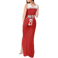 Custom Bahrain Cricket Tank Maxi Dress Coat of arms of Bahrain with Sporty Pattern - Wonder Print Shop