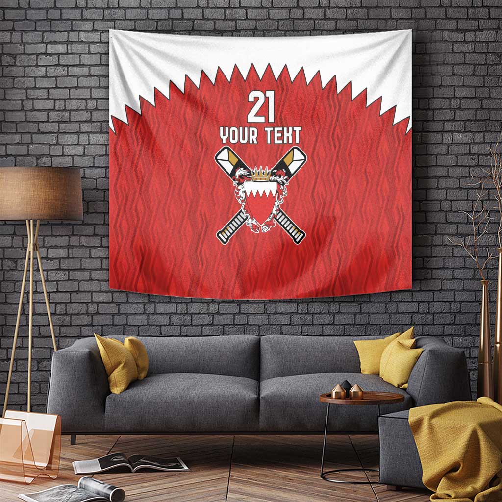 Custom Bahrain Cricket Tapestry Coat of arms of Bahrain with Sporty Pattern - Wonder Print Shop