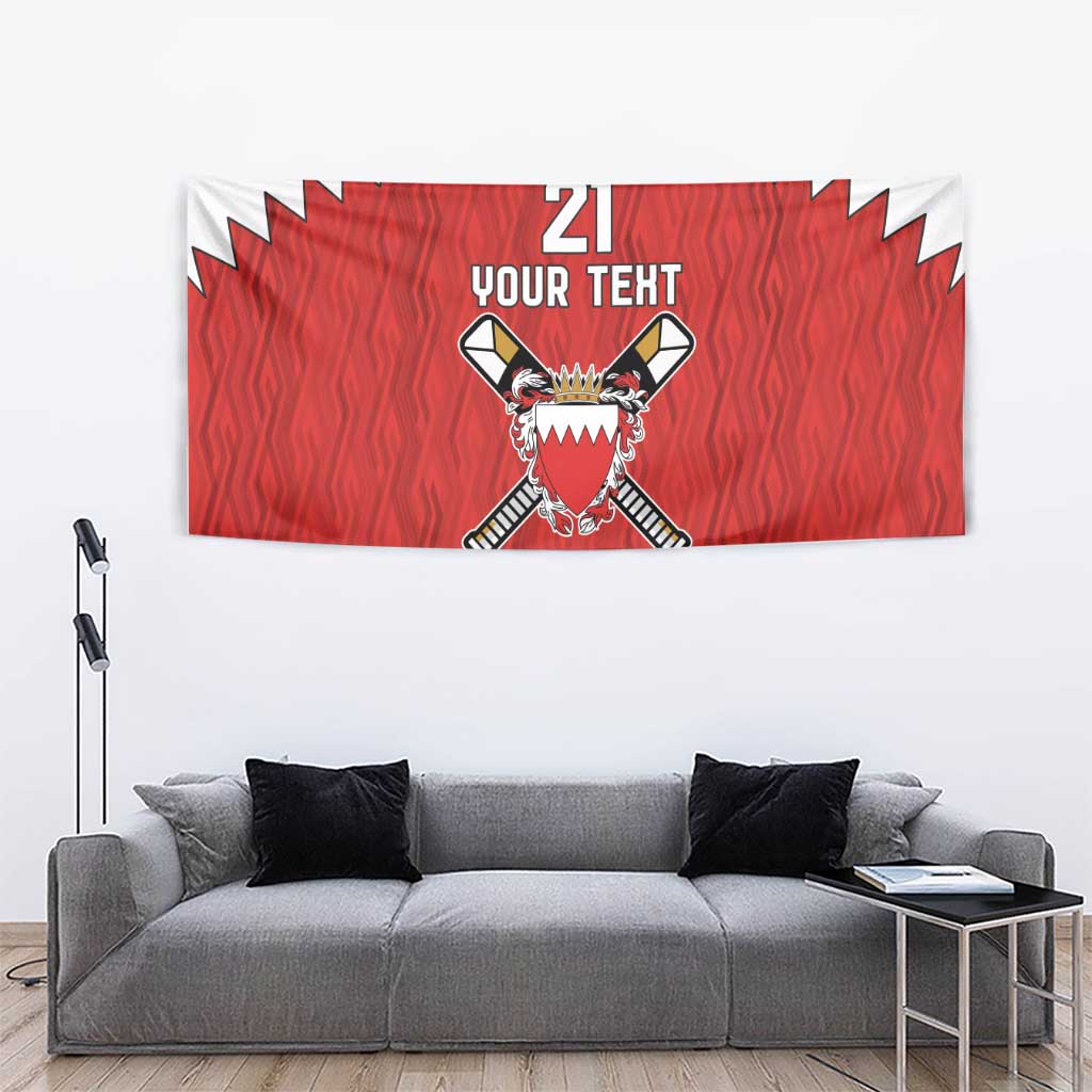 Custom Bahrain Cricket Tapestry Coat of arms of Bahrain with Sporty Pattern - Wonder Print Shop