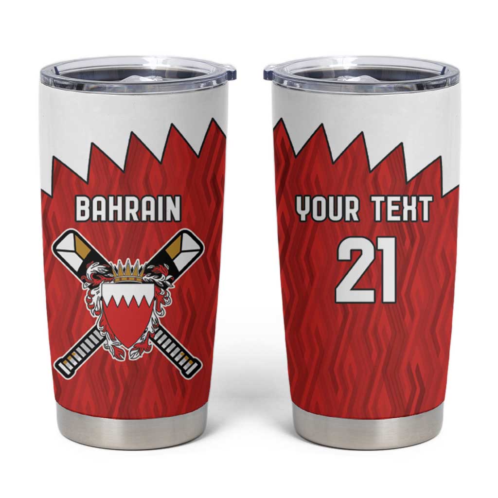 Custom Bahrain Cricket Tumbler Cup Coat of arms of Bahrain with Sporty Pattern - Wonder Print Shop