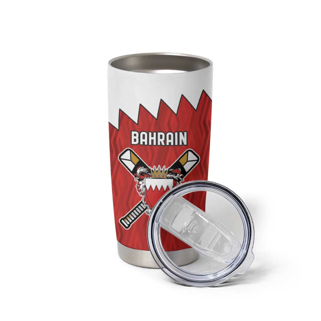 Custom Bahrain Cricket Tumbler Cup Coat of arms of Bahrain with Sporty Pattern - Wonder Print Shop