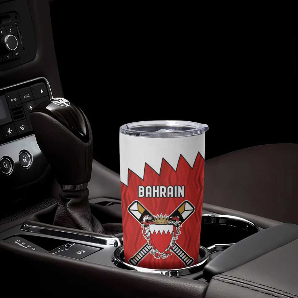 Custom Bahrain Cricket Tumbler Cup Coat of arms of Bahrain with Sporty Pattern - Wonder Print Shop
