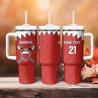 Custom Bahrain Cricket Tumbler With Handle Coat of arms of Bahrain with Sporty Pattern - Wonder Print Shop