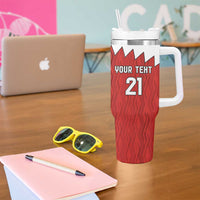 Custom Bahrain Cricket Tumbler With Handle Coat of arms of Bahrain with Sporty Pattern - Wonder Print Shop