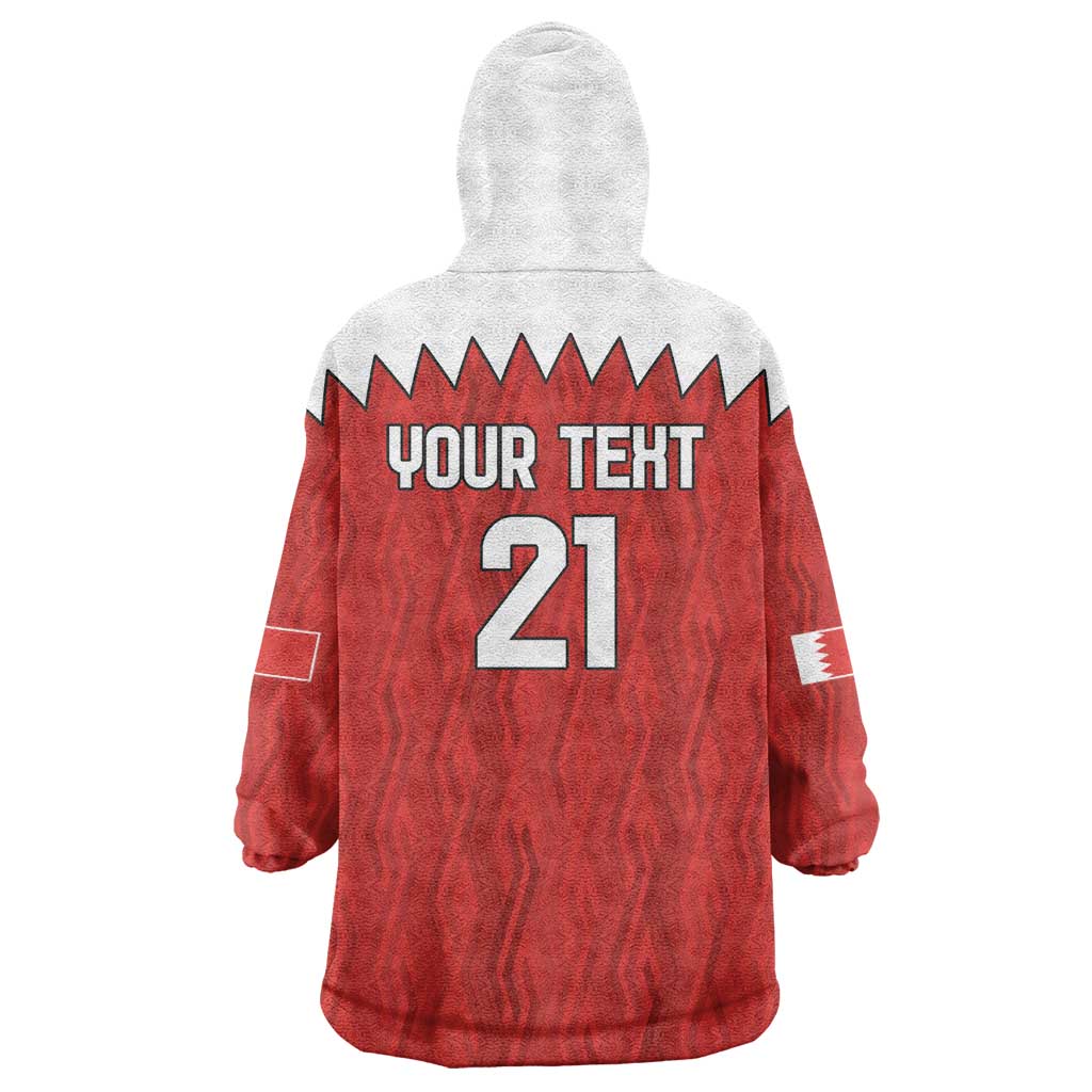 Custom Bahrain Cricket Wearable Blanket Hoodie Coat of arms of Bahrain with Sporty Pattern - Wonder Print Shop
