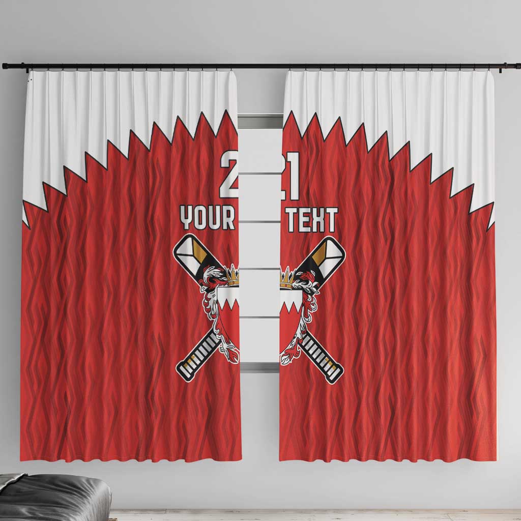 Custom Bahrain Cricket Window Curtain Coat of arms of Bahrain with Sporty Pattern - Wonder Print Shop