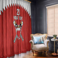 Custom Bahrain Cricket Window Curtain Coat of arms of Bahrain with Sporty Pattern - Wonder Print Shop
