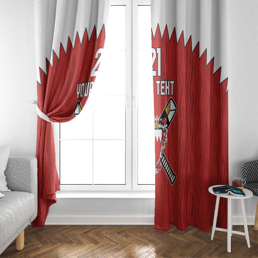 Custom Bahrain Cricket Window Curtain Coat of arms of Bahrain with Sporty Pattern - Wonder Print Shop