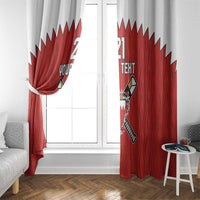 Custom Bahrain Cricket Window Curtain Coat of arms of Bahrain with Sporty Pattern - Wonder Print Shop