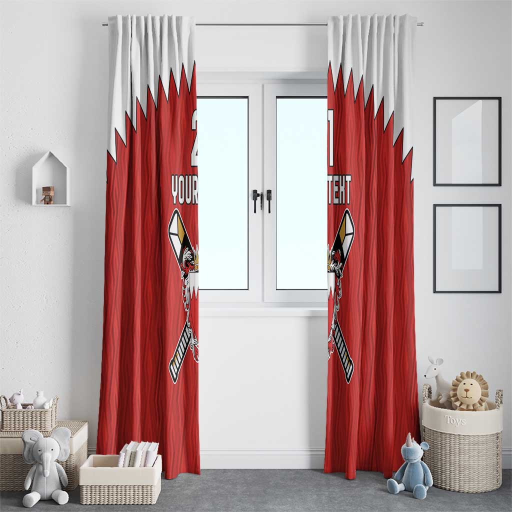 Custom Bahrain Cricket Window Curtain Coat of arms of Bahrain with Sporty Pattern - Wonder Print Shop