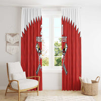 Custom Bahrain Cricket Window Curtain Coat of arms of Bahrain with Sporty Pattern - Wonder Print Shop