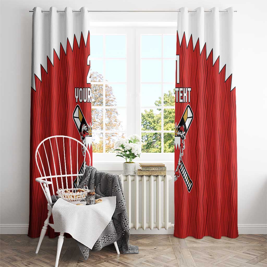 Custom Bahrain Cricket Window Curtain Coat of arms of Bahrain with Sporty Pattern - Wonder Print Shop