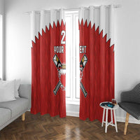 Custom Bahrain Cricket Window Curtain Coat of arms of Bahrain with Sporty Pattern - Wonder Print Shop