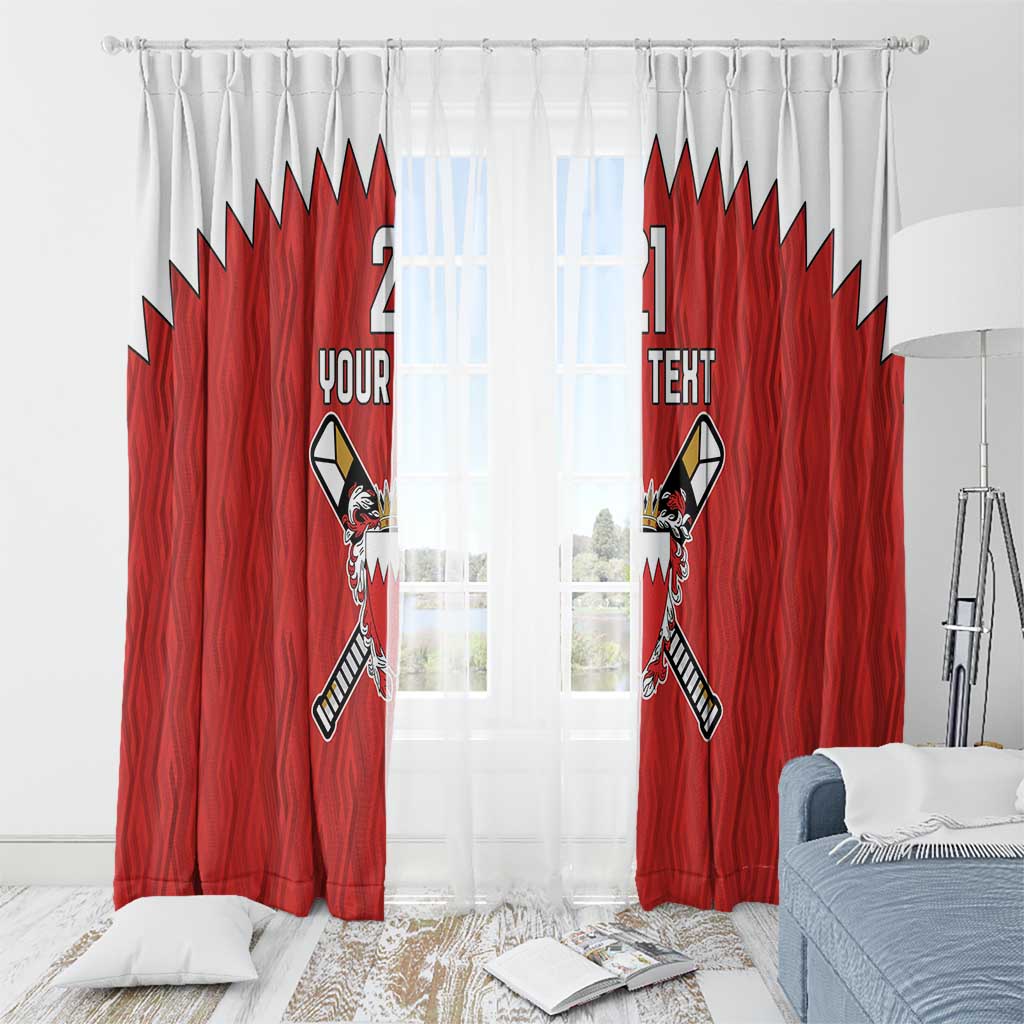 Custom Bahrain Cricket Window Curtain Coat of arms of Bahrain with Sporty Pattern - Wonder Print Shop