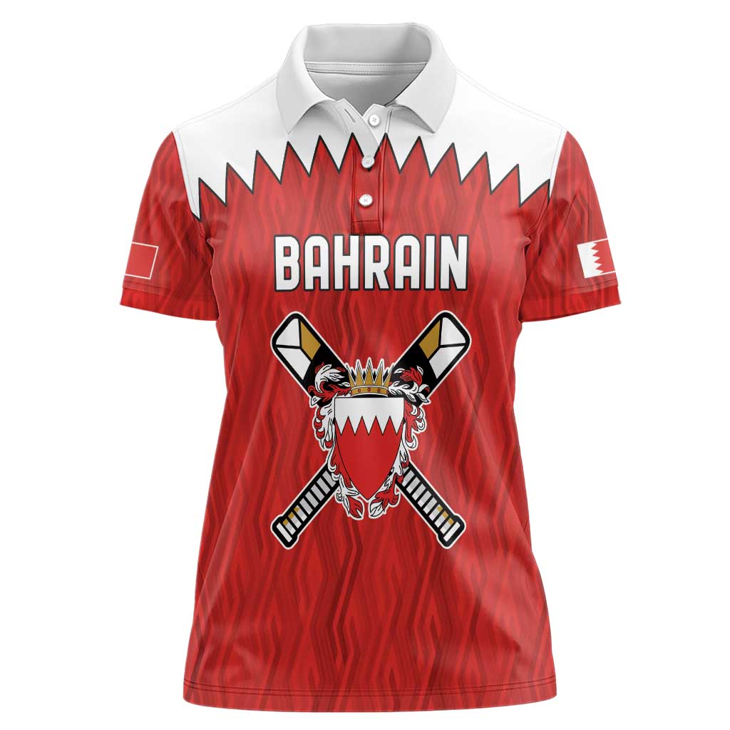 Custom Bahrain Cricket Women Polo Shirt Coat of arms of Bahrain with Sporty Pattern - Wonder Print Shop