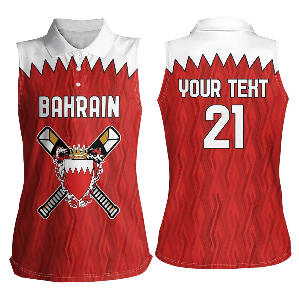 Custom Bahrain Cricket Women Sleeveless Polo Shirt Coat of arms of Bahrain with Sporty Pattern - Wonder Print Shop
