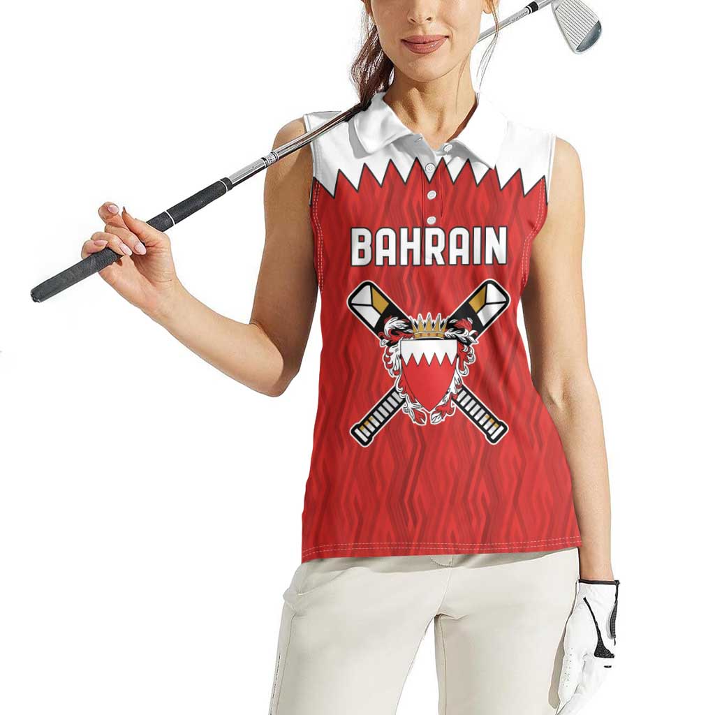 Custom Bahrain Cricket Women Sleeveless Polo Shirt Coat of arms of Bahrain with Sporty Pattern - Wonder Print Shop