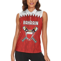 Custom Bahrain Cricket Women Sleeveless Polo Shirt Coat of arms of Bahrain with Sporty Pattern - Wonder Print Shop