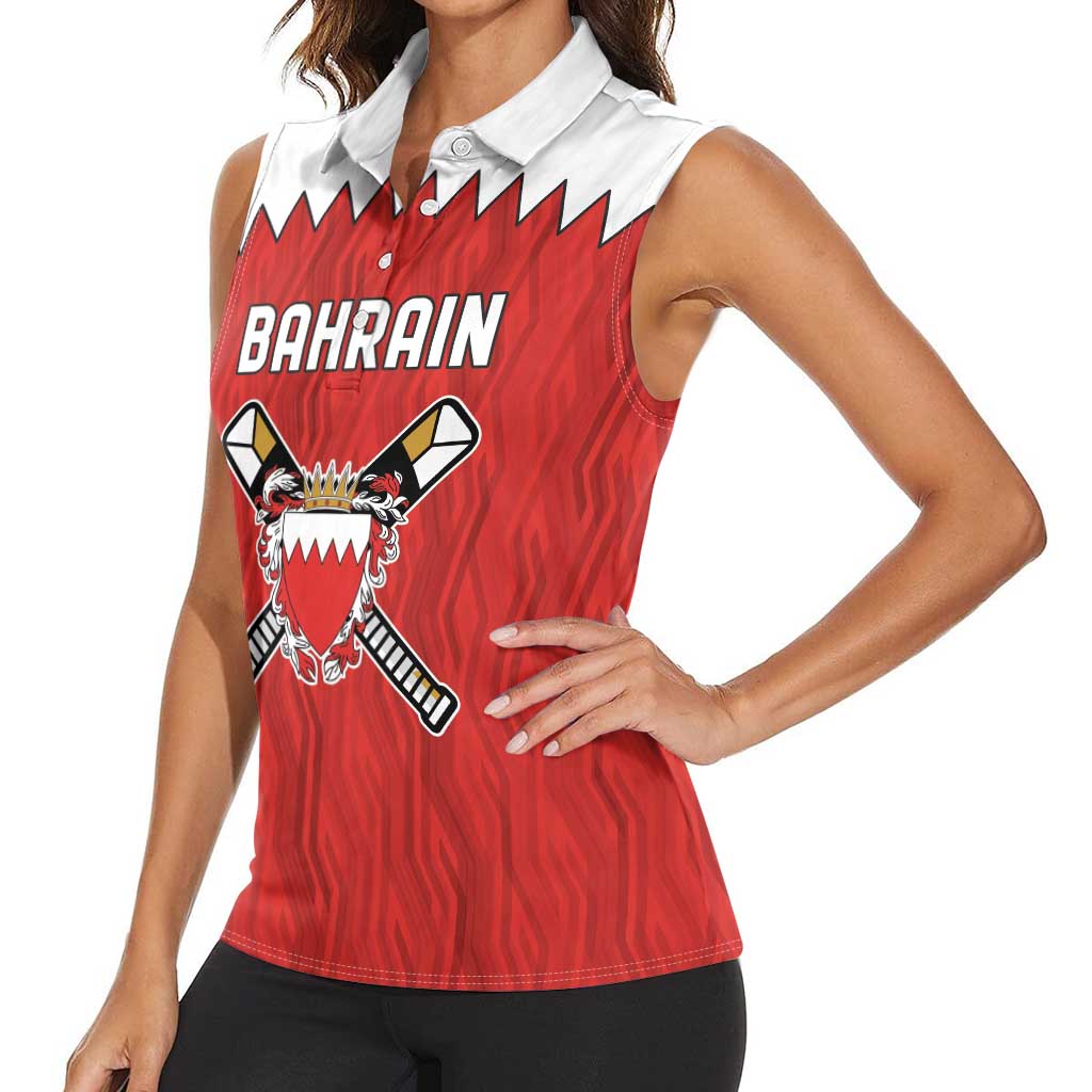 Custom Bahrain Cricket Women Sleeveless Polo Shirt Coat of arms of Bahrain with Sporty Pattern - Wonder Print Shop