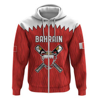 Custom Bahrain Cricket Zip Hoodie Coat of arms of Bahrain with Sporty Pattern - Wonder Print Shop
