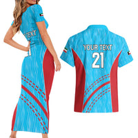 Custom Kuwait Cricket Couples Matching Short Sleeve Bodycon Dress and Hawaiian Shirt Kuwayt Sporty Pattern LT9 - Wonder Print Shop