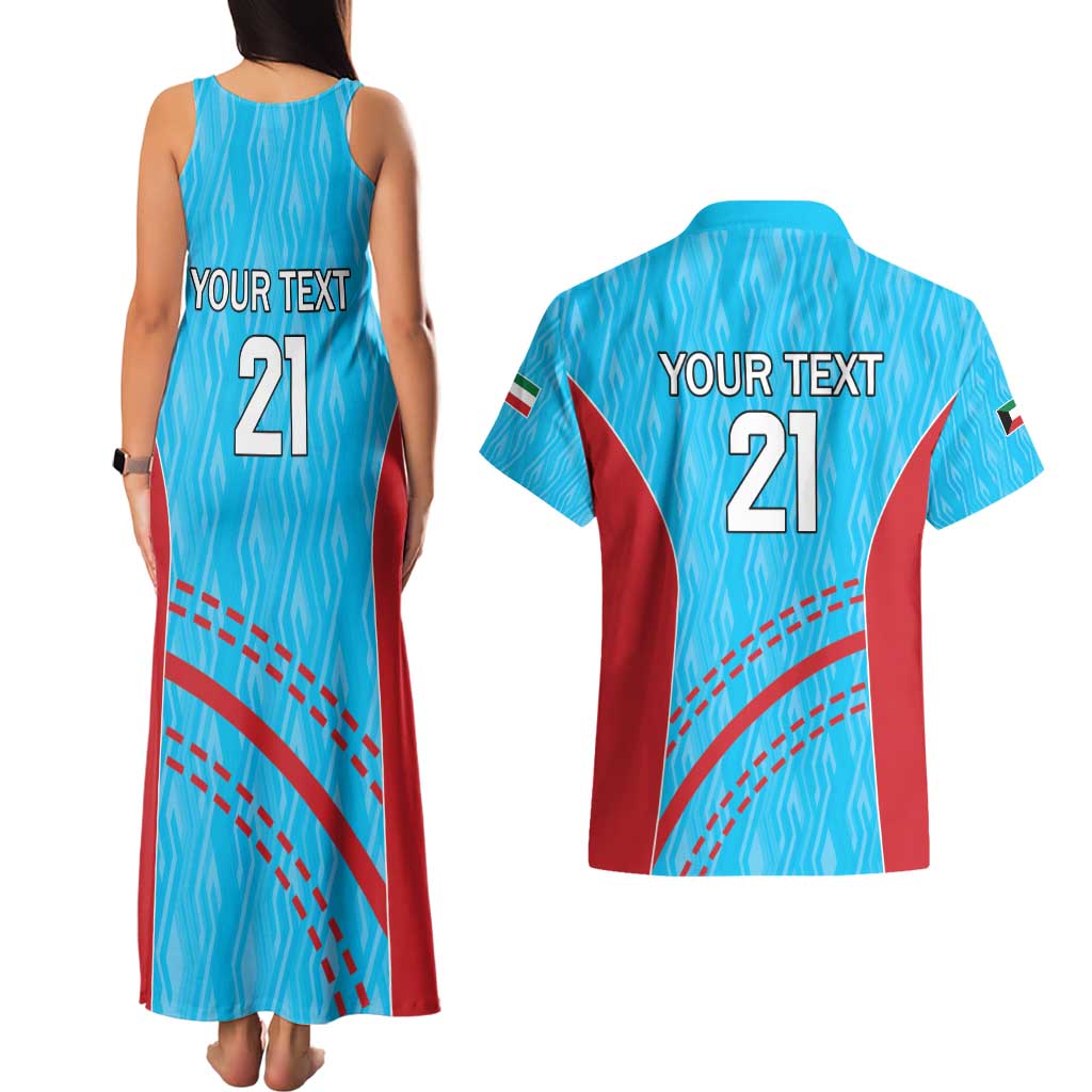 Custom Kuwait Cricket Couples Matching Tank Maxi Dress and Hawaiian Shirt Kuwayt Sporty Pattern LT9 - Wonder Print Shop