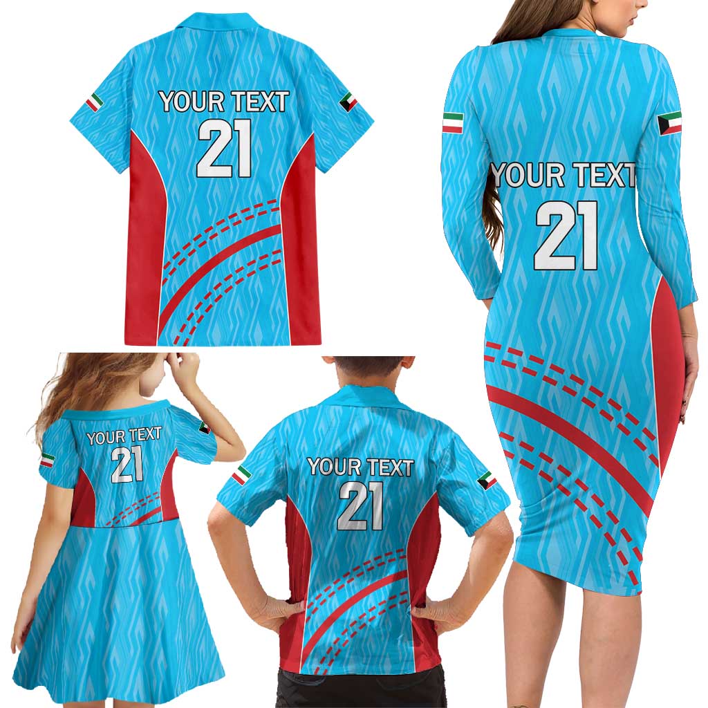 Custom Kuwait Cricket Family Matching Long Sleeve Bodycon Dress and Hawaiian Shirt Kuwayt Sporty Pattern LT9 - Wonder Print Shop