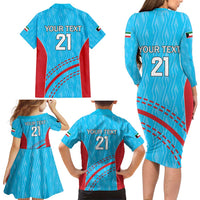 Custom Kuwait Cricket Family Matching Long Sleeve Bodycon Dress and Hawaiian Shirt Kuwayt Sporty Pattern LT9 - Wonder Print Shop