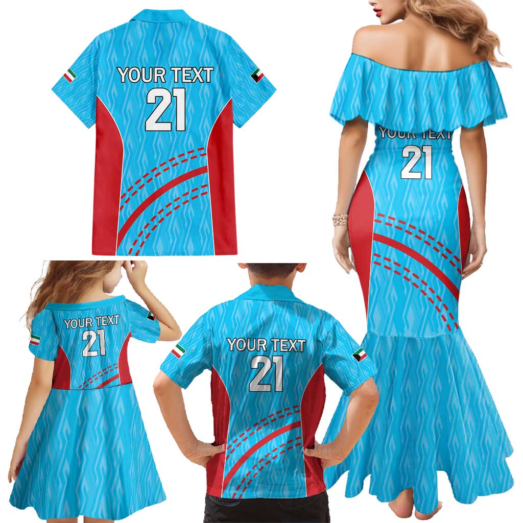 Custom Kuwait Cricket Family Matching Mermaid Dress and Hawaiian Shirt Kuwayt Sporty Pattern LT9 - Wonder Print Shop