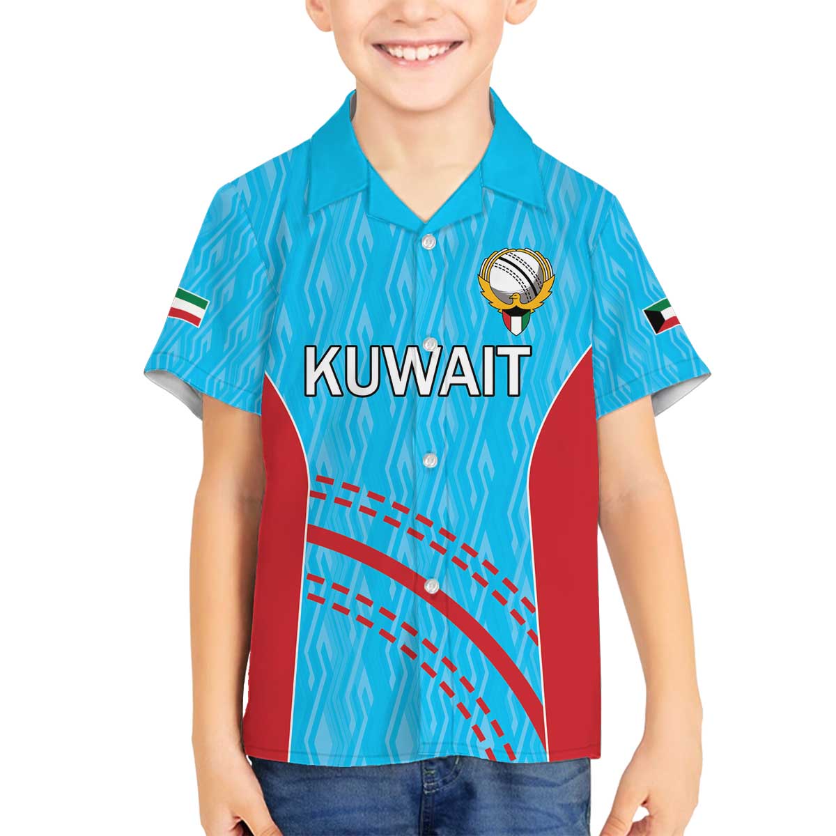 Custom Kuwait Cricket Family Matching Off The Shoulder Long Sleeve Dress and Hawaiian Shirt Kuwayt Sporty Pattern - Wonder Print Shop