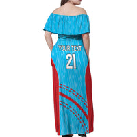 Custom Kuwait Cricket Family Matching Off Shoulder Maxi Dress and Hawaiian Shirt Kuwayt Sporty Pattern LT9 - Wonder Print Shop