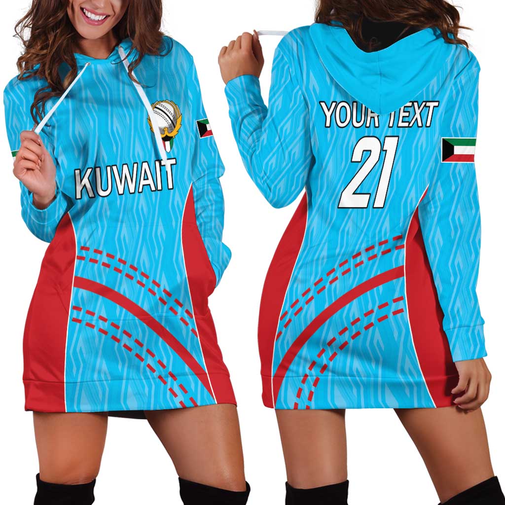 Custom Kuwait Cricket Hoodie Dress Kuwayt Sporty Pattern - Wonder Print Shop