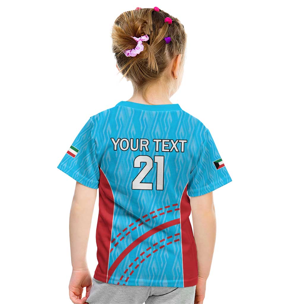 Custom Kuwait Cricket Kid T Shirt Kuwayt Sporty Pattern - Wonder Print Shop