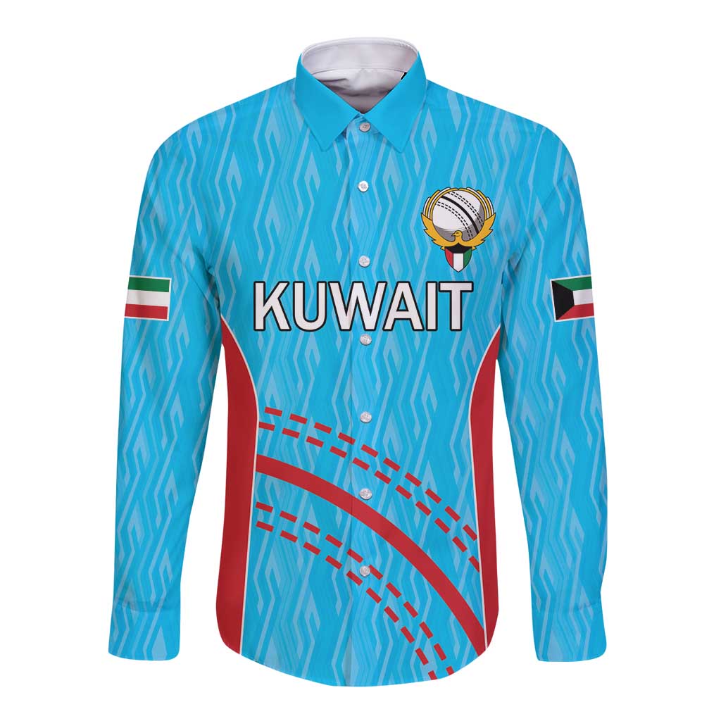 Custom Kuwait Cricket Long Sleeve Button Shirt Kuwayt Sporty Pattern - Wonder Print Shop