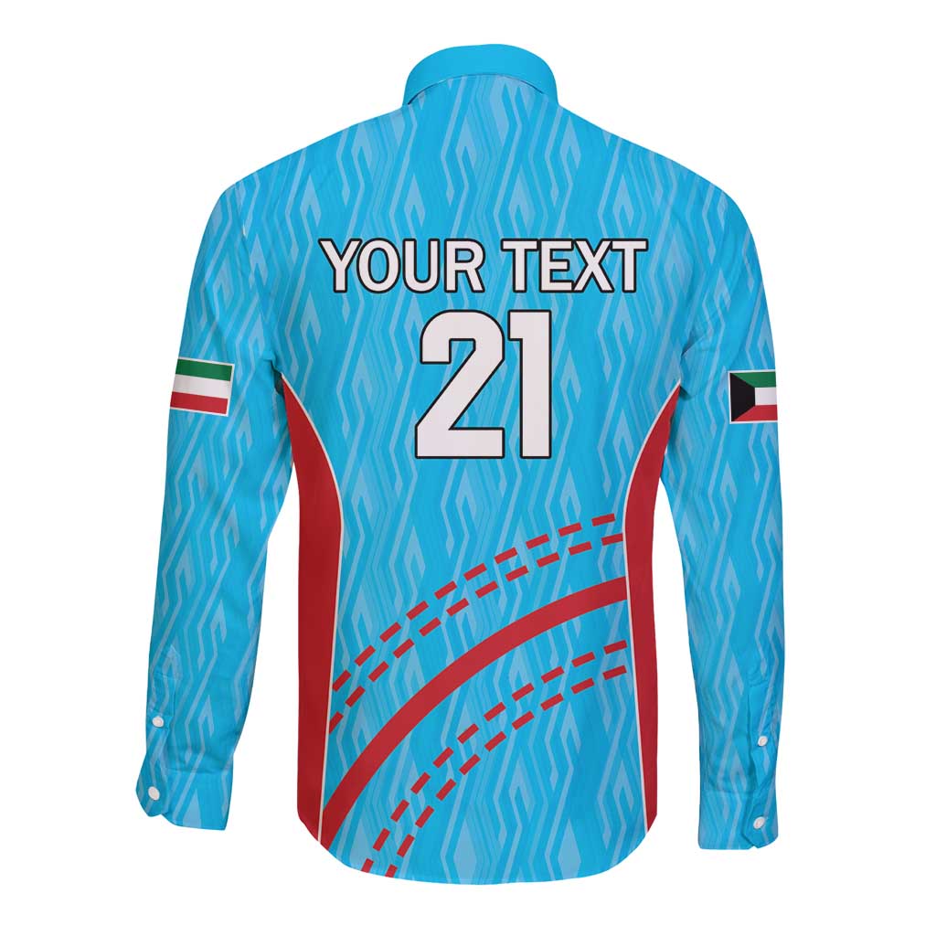 Custom Kuwait Cricket Long Sleeve Button Shirt Kuwayt Sporty Pattern - Wonder Print Shop