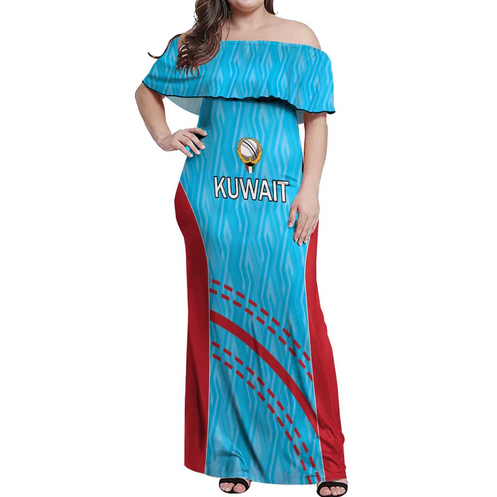 Custom Kuwait Cricket Off Shoulder Maxi Dress Kuwayt Sporty Pattern - Wonder Print Shop