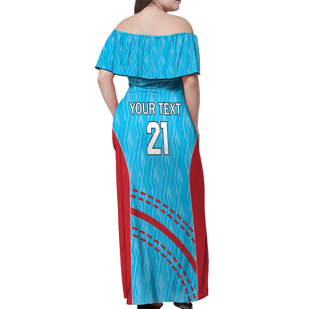 Custom Kuwait Cricket Off Shoulder Maxi Dress Kuwayt Sporty Pattern - Wonder Print Shop