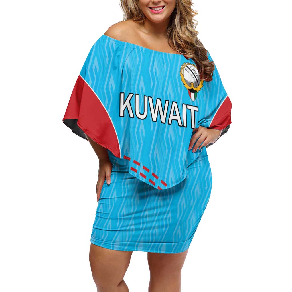 Custom Kuwait Cricket Off Shoulder Short Dress Kuwayt Sporty Pattern - Wonder Print Shop