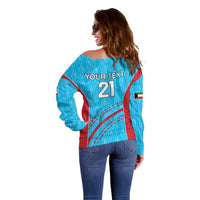 Custom Kuwait Cricket Off Shoulder Sweater Kuwayt Sporty Pattern - Wonder Print Shop