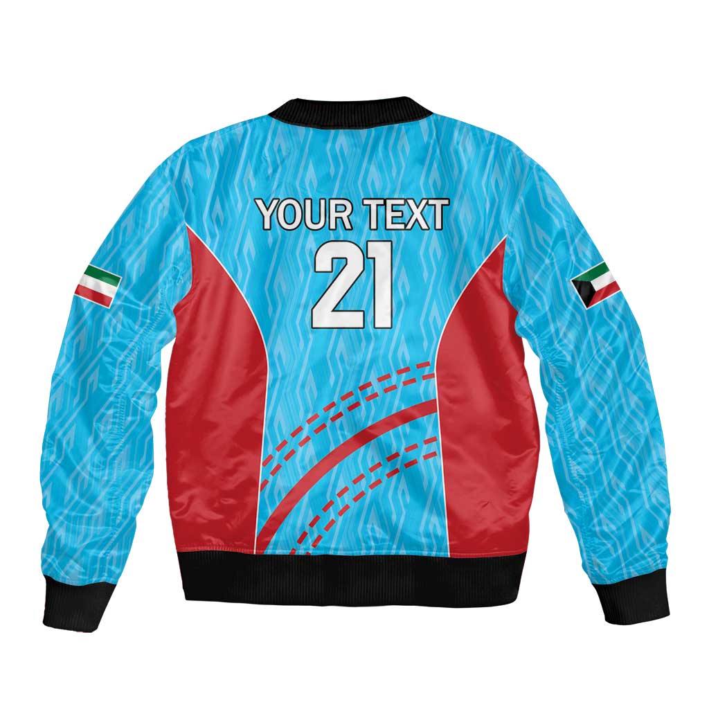 Custom Kuwait Cricket Sleeve Zip Bomber Jacket Kuwayt Sporty Pattern - Wonder Print Shop