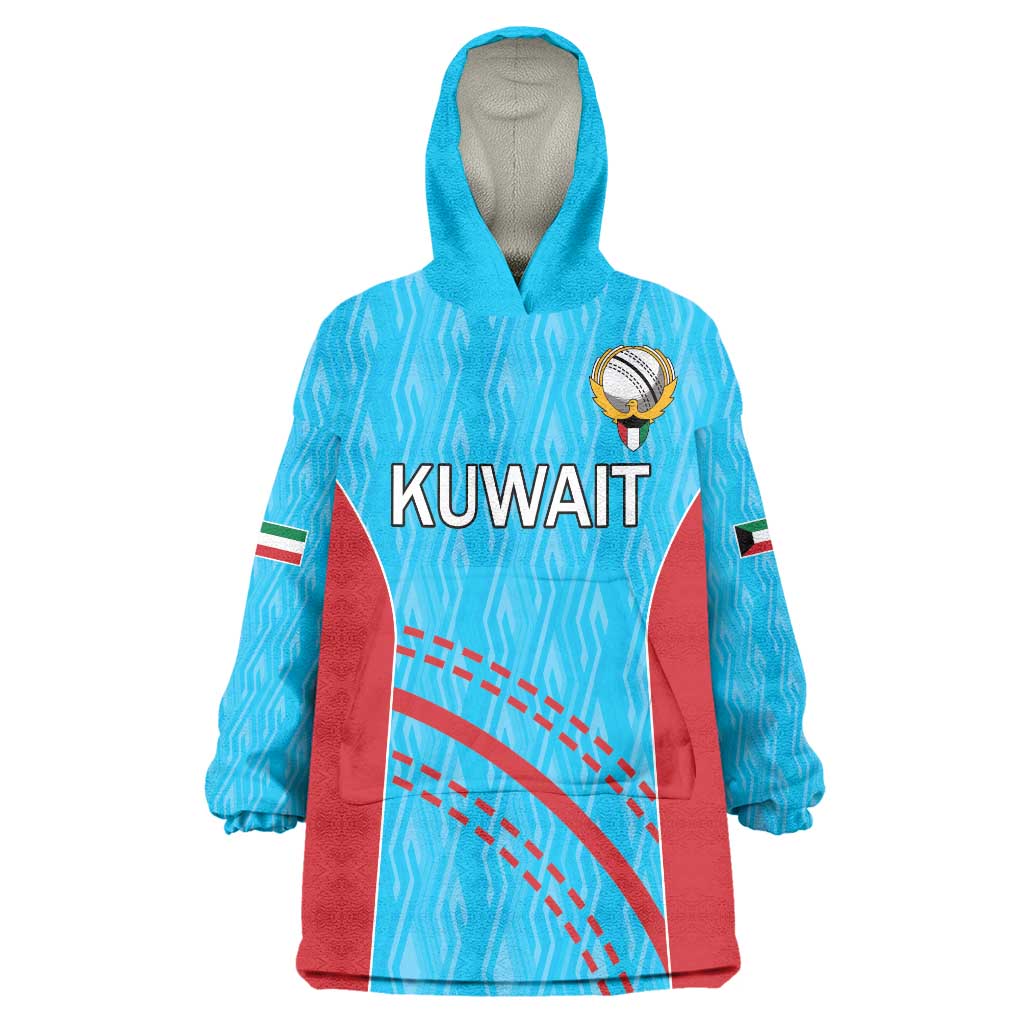 Custom Kuwait Cricket Wearable Blanket Hoodie Kuwayt Sporty Pattern - Wonder Print Shop