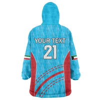 Custom Kuwait Cricket Wearable Blanket Hoodie Kuwayt Sporty Pattern - Wonder Print Shop