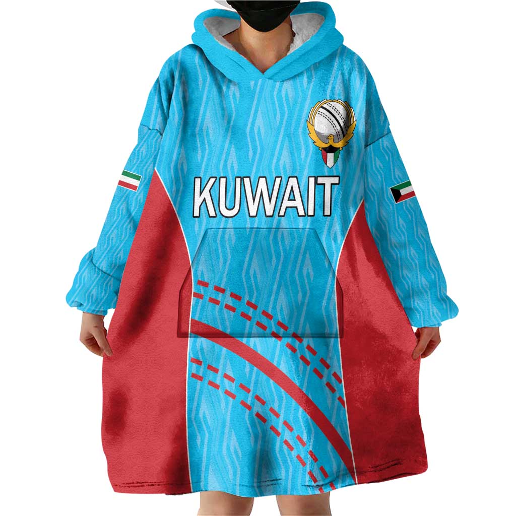 Custom Kuwait Cricket Wearable Blanket Hoodie Kuwayt Sporty Pattern - Wonder Print Shop