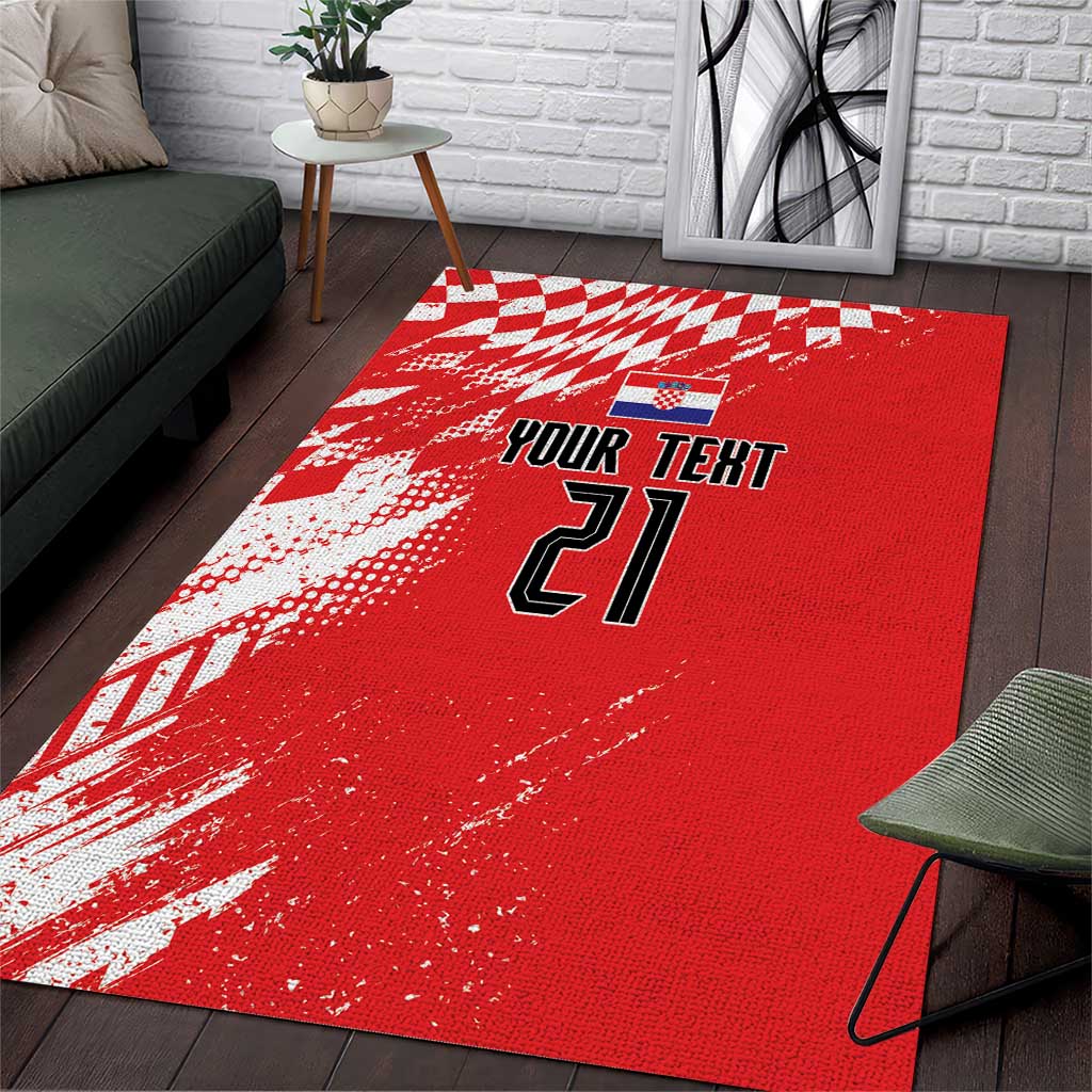 Croatia Rugby Custom Area Rug Chessboard with Sporty Pattern LT9 - Wonder Print Shop