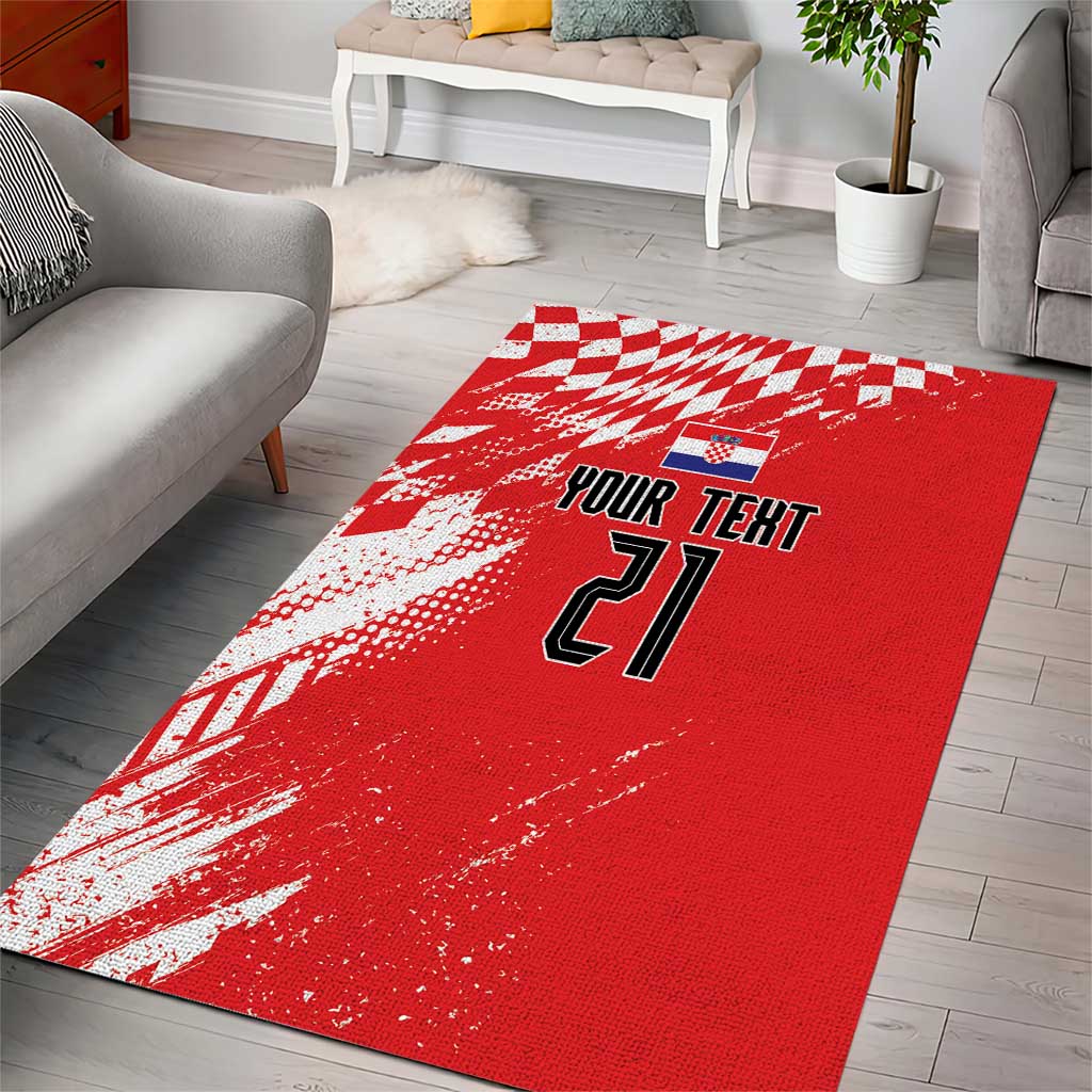 Croatia Rugby Custom Area Rug Chessboard with Sporty Pattern LT9 - Wonder Print Shop
