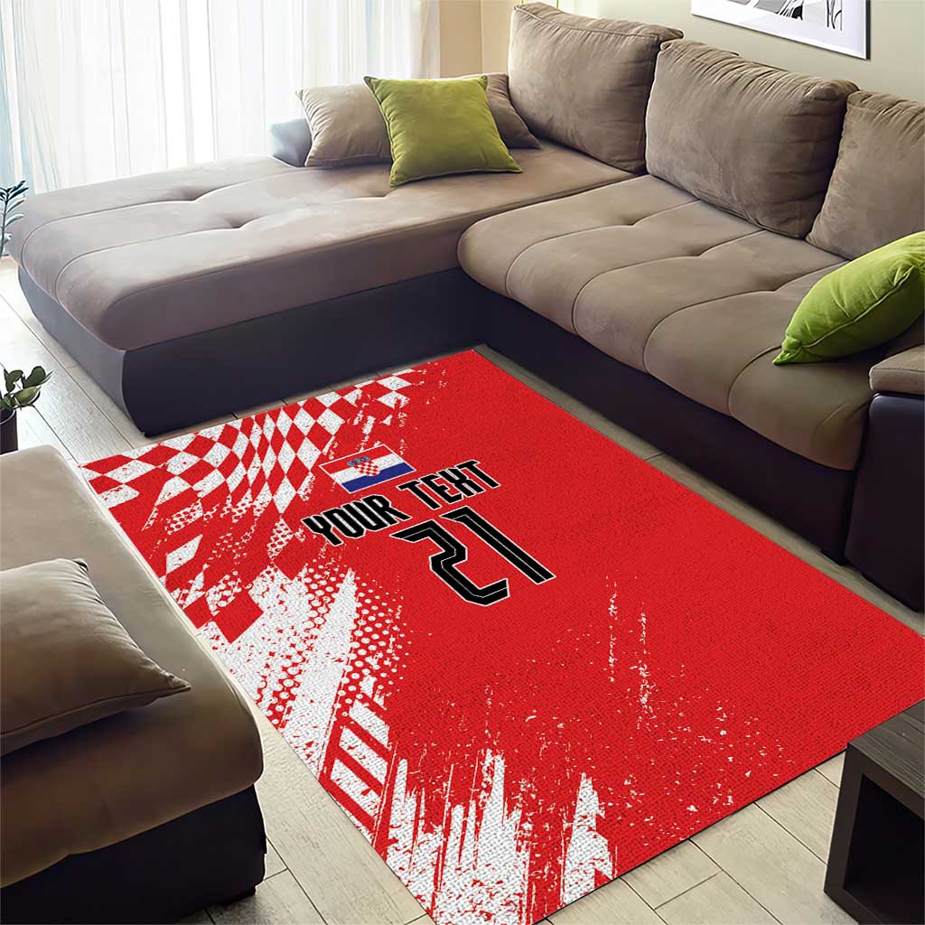 Croatia Rugby Custom Area Rug Chessboard with Sporty Pattern LT9 - Wonder Print Shop